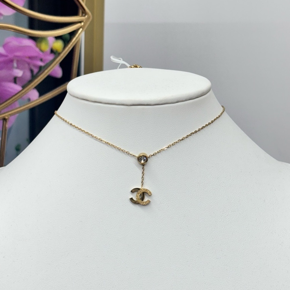 House of She Gold Double-C Pendant Necklace Stainless Steel NWT